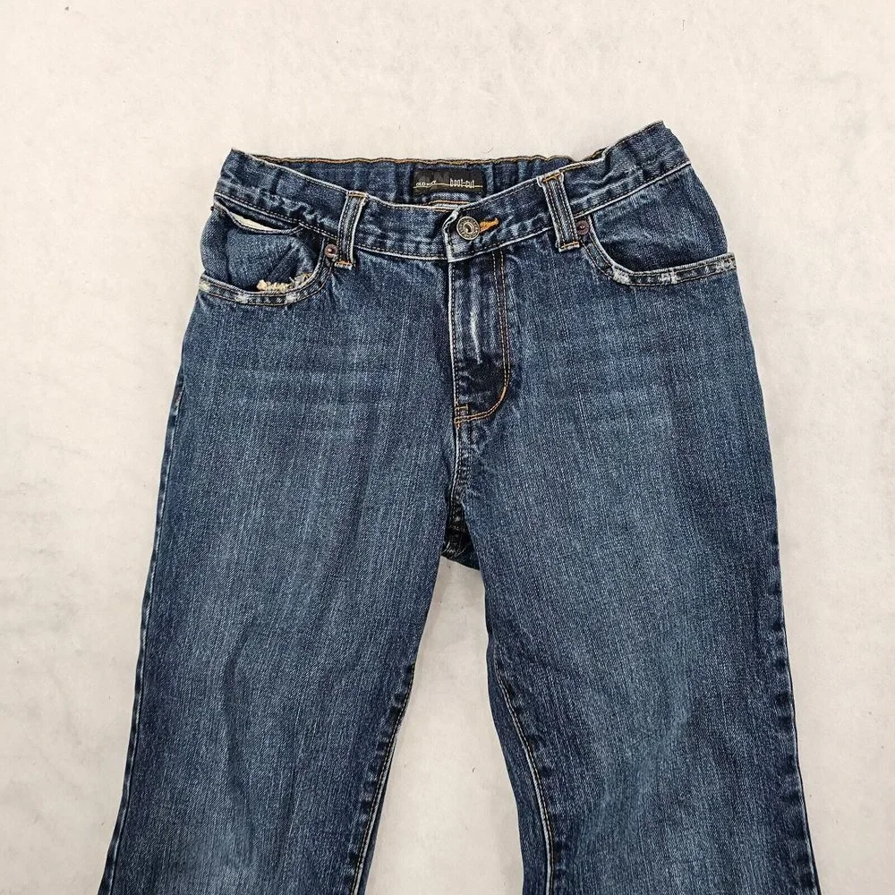 Old Navy Boot-Cut Jeans Denim Whisker Dark Wash Blue Kids Boys Size‎ 10 (28x23)